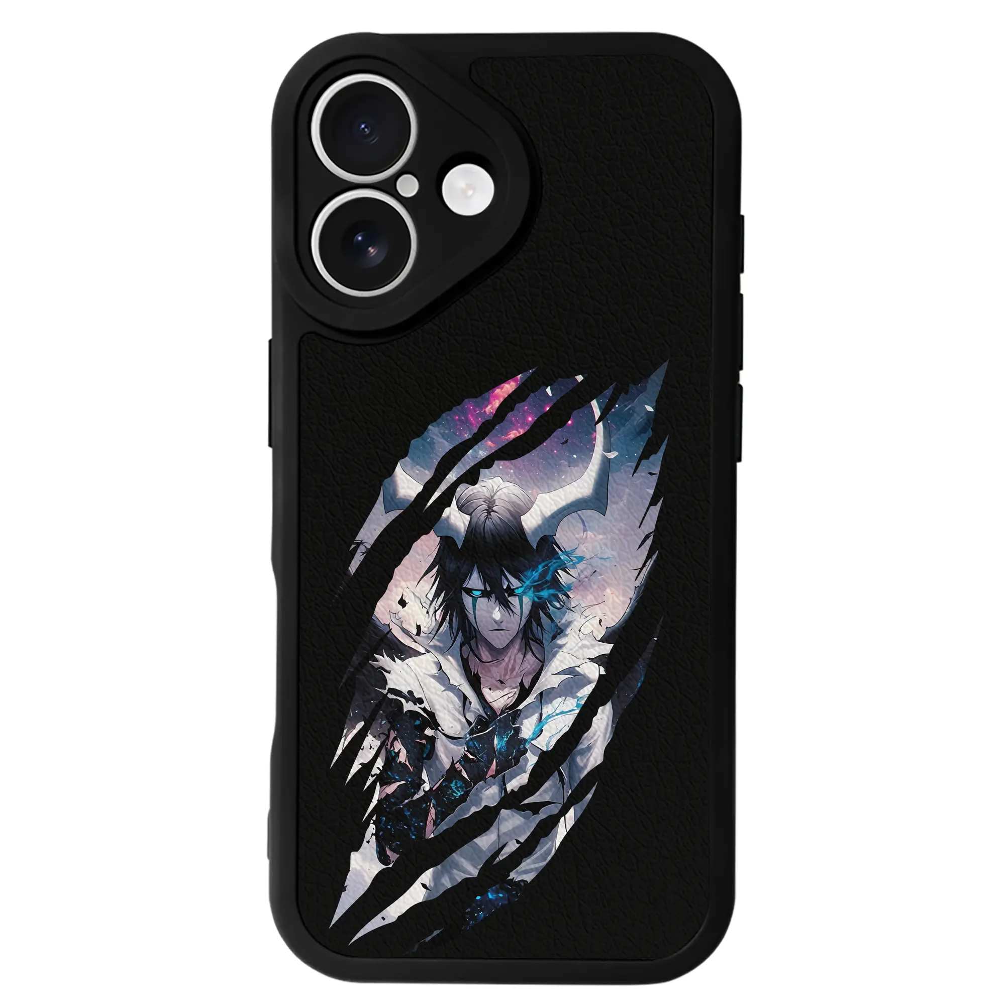 ブリーチ グッズ ウルキオラ・シファー - IPhone 16シリーズ対応 ・ シリコンスマホケース ・ レザー調 ・ 高精度フィット ・ 耐衝撃 ・ ワイヤレス充電対応 ・ 精密カット